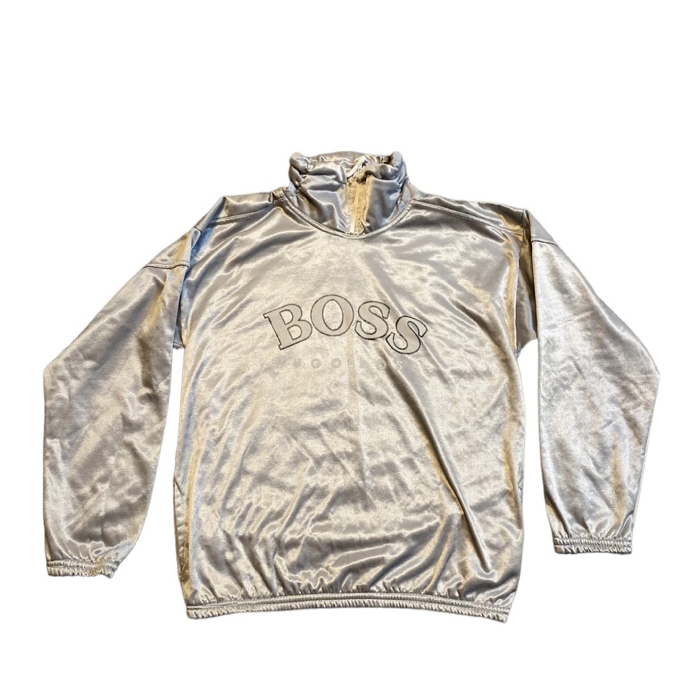 Hugo Boss 1/4 zip RARE SILVER sz 9 Rocky IV SELVESTER STALONE Hugo Boss